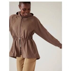 Athleta Rustic Beige Triumph Hybrid Hooded Jacket Large